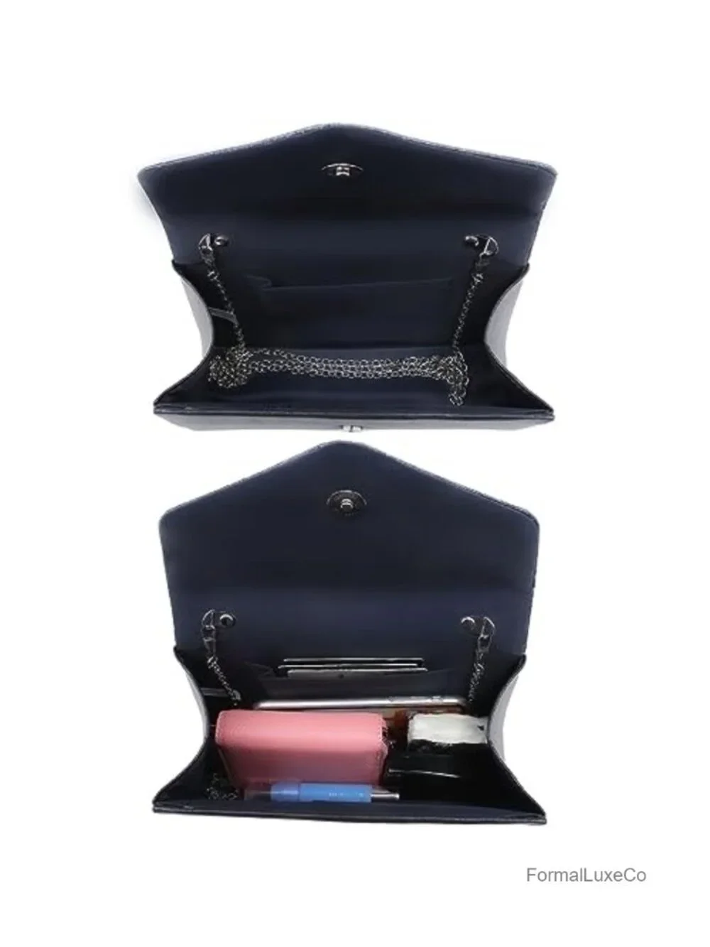 Frosted Glittering Evening Clutch Purse with Detachable Chain Strap